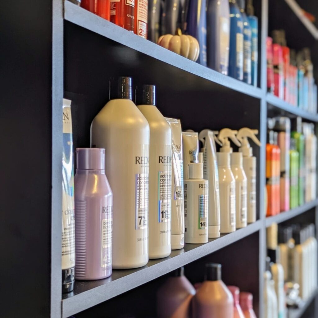 salon quality hair products on a shelf